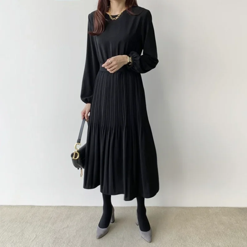 

2023 Fashion Elegant Party Summer Solid Color Round Neck Comfortable Commuting Pretty Dresses for Women New In Long Dresses