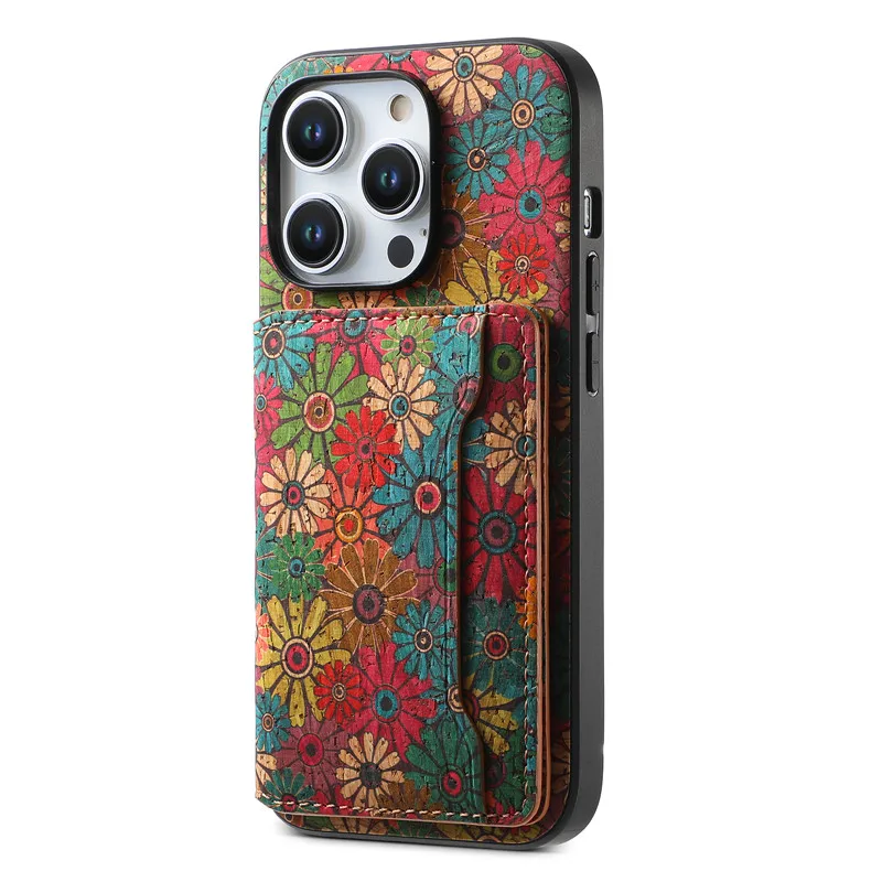 Elegant Flower Embossed Leather Phone Case with Magnetic Closure and Card Holder