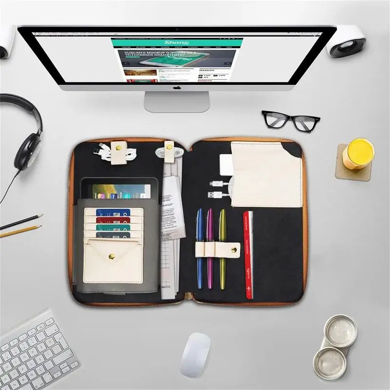 

Tablet Handbag Shockproof Pouch Bags Adapters USB Cables Tablet Protective Bag With Multiple Pockets For Earphones And More