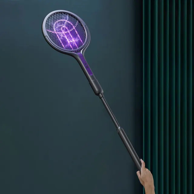 Rotating Head Electric Fly Swatter 2 in 1 Rechargeable Bug Zapper Racket Telescoping Fly Zapper UV Light  for Home Indoor Outdoo 6