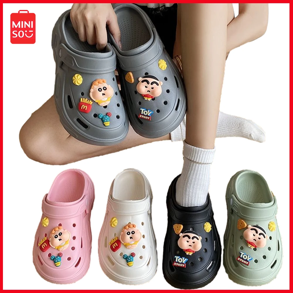 

Miniso Crayon Shin Chan Cartoon Anime Korean Version Couple Y2K Fashion Versatile Beach Shoes Summer Elevated Anti Slip Slippers