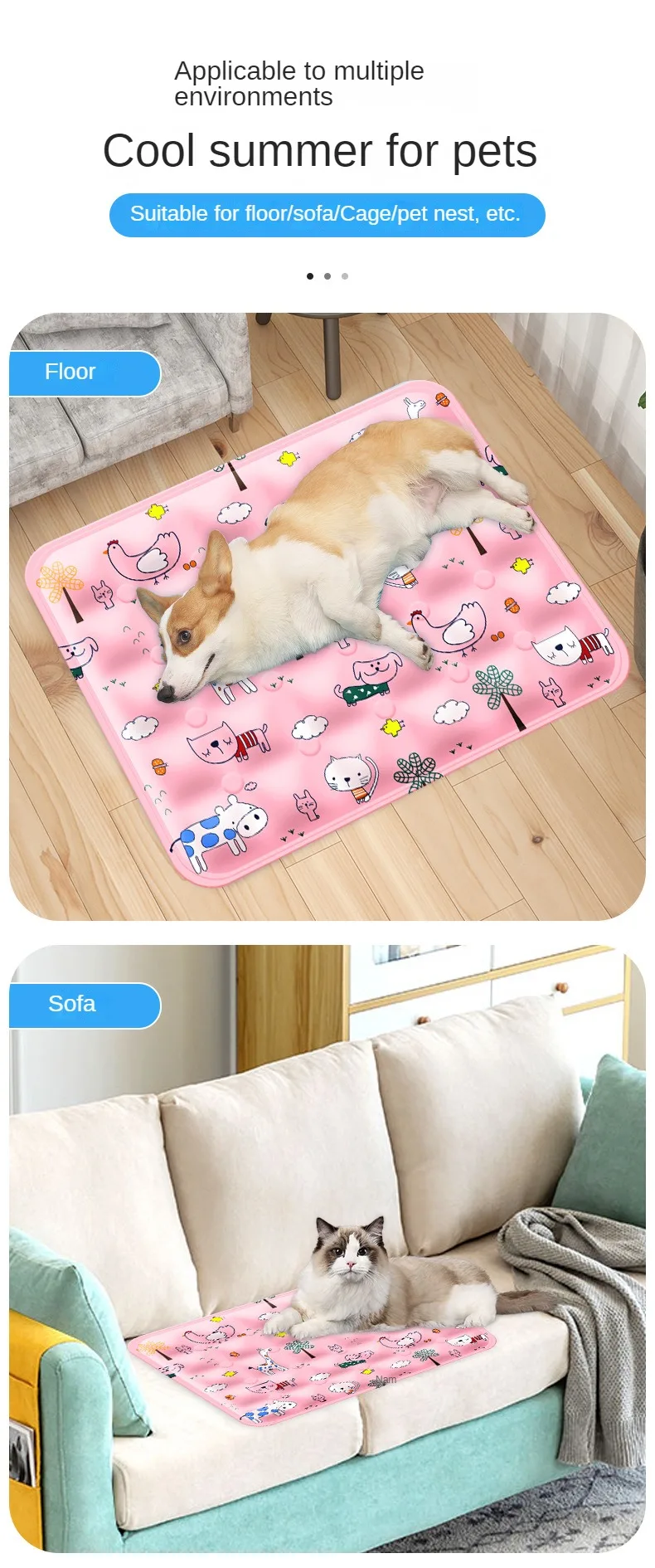 Ice Cooling Mat For Dogs And Cats Washable Pet Summer Blanket_voghion.com