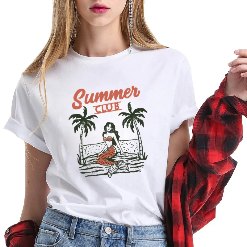 

Summer Club Women T-shirts Casual Printed Fashion Tops Tee Female T-shirt Short Sleeve Shirt Vintage Tshirt Drop Ship