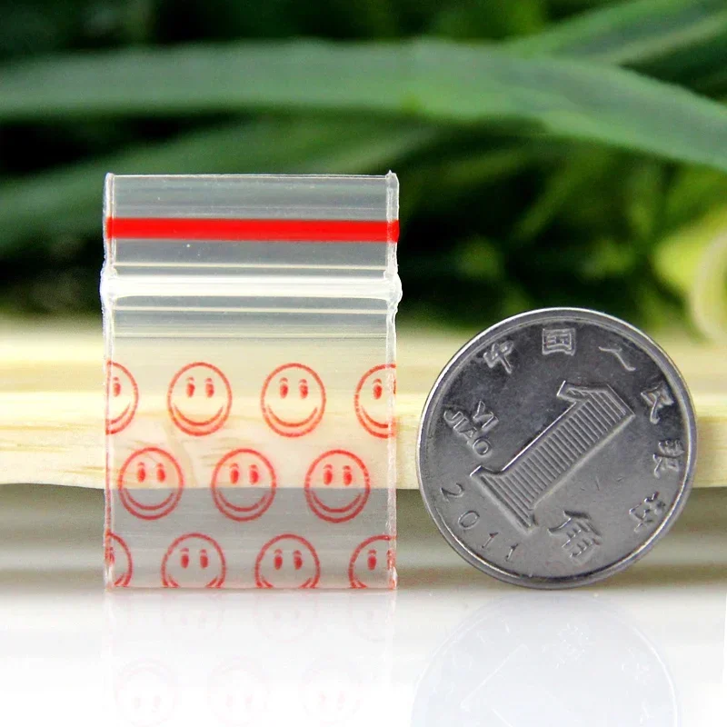 500PCS  Smile Face Small Size Self Sealing Zip Lock Bags Thick Jewelry Pouches Transparent Plastic Mini Packaging Zipper Bags 6