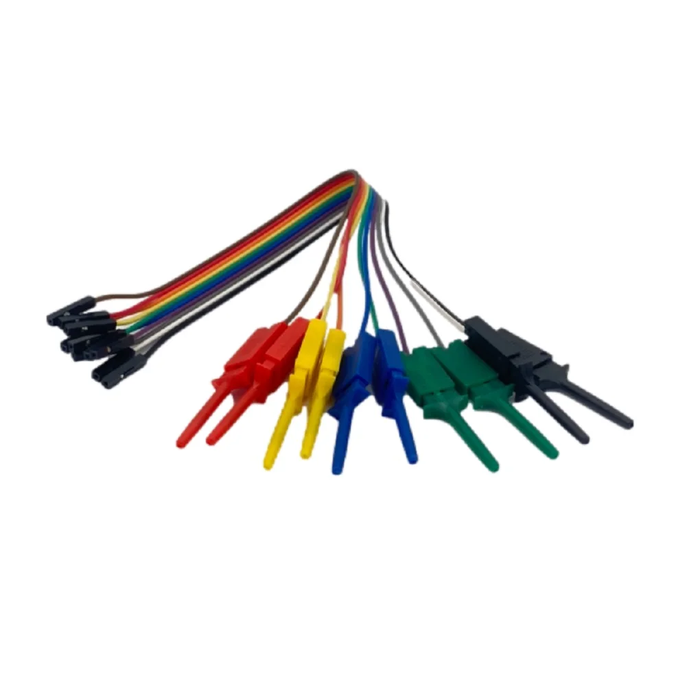 20cm 10 Pins Logic Analyzer Cable Test Lead Hook Cable Clamp 5Color Probe Testing Electrical Equipment High Efficiency