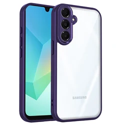Enhanced Protective Clear Matte Back Cover with Air Cushion Silicon Bumper - Galaxy M55 (TMMS Purple)