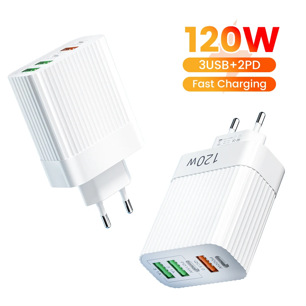 Caricabatterie Per Telefoni Cellulari Olaf 120W Usb Tipo C Ricarica Rapida Adattatore 3.0 A Ricarica Rapida Per Cellulari Huawei Xiaomi Samsung