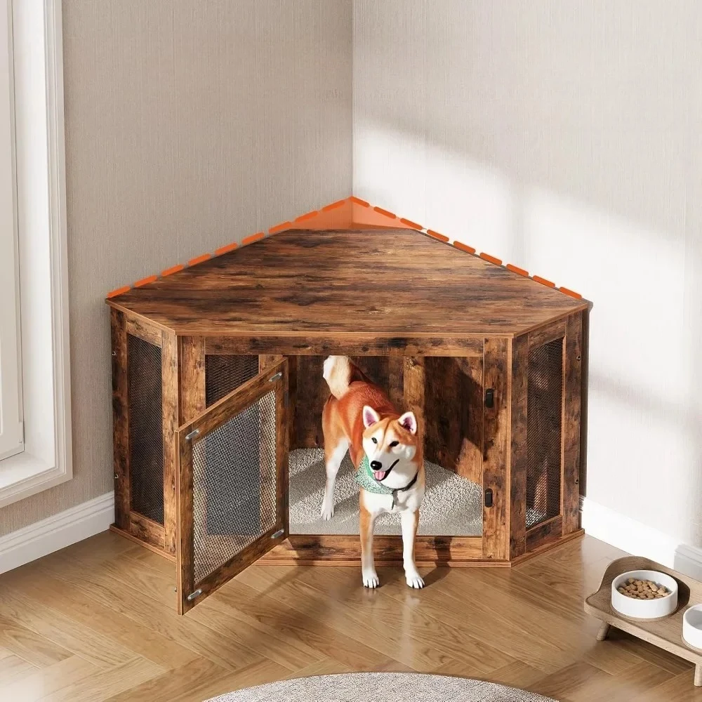 Wooden Corner Dog Crate 1