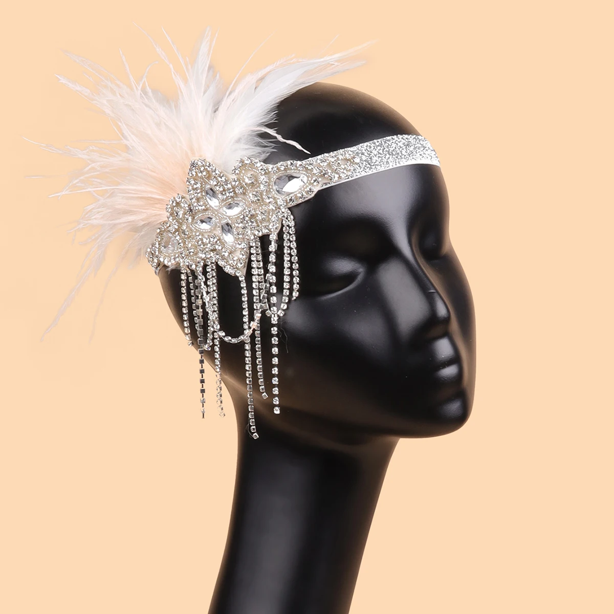MWOOT Bandeau Plume Année 20 Couronne Plume Strass Accessoires