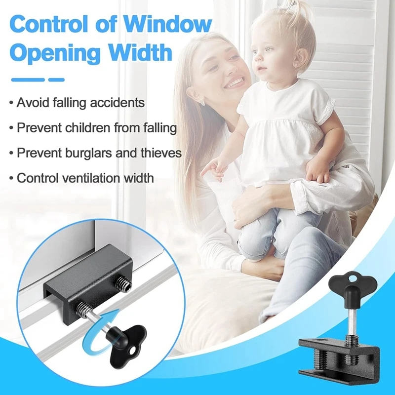 Description Picture 6 of item6 Pack Sliding Window Door Lock Security, Sliding Window Stoppers For Baby Childproofing Home Security Easy Install Easy To Use