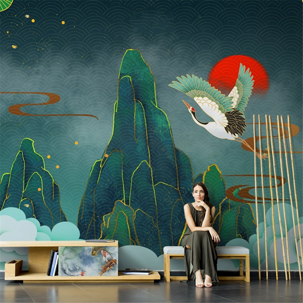 custom papel de parede 3d Modern Chinese wallpaper TV background wall cloth art 3D mural wallpaper for living room bedroom sofa