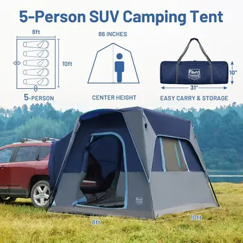 Tent with Movie Screen Weather Resistant Portable for Car SUV Van Camping, Includes Rainfly and Storag 2