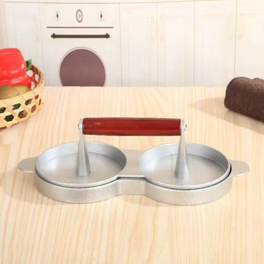 Stainless Steel Burger Patty Press Mold with Wooden Handle, Non-stick, Burger Fast Food Patty Making Molds