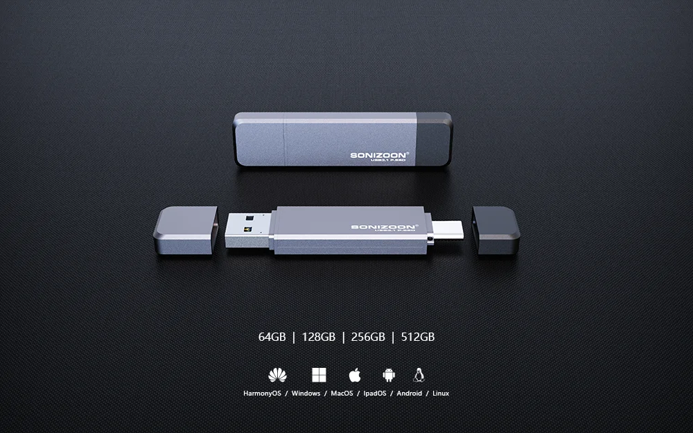 SONIZOON PSSD USB3.1 128/256GB/512GB Portable Solid State USB Flash Drive  External Solid State TPYEC-3.1 Pen Drive