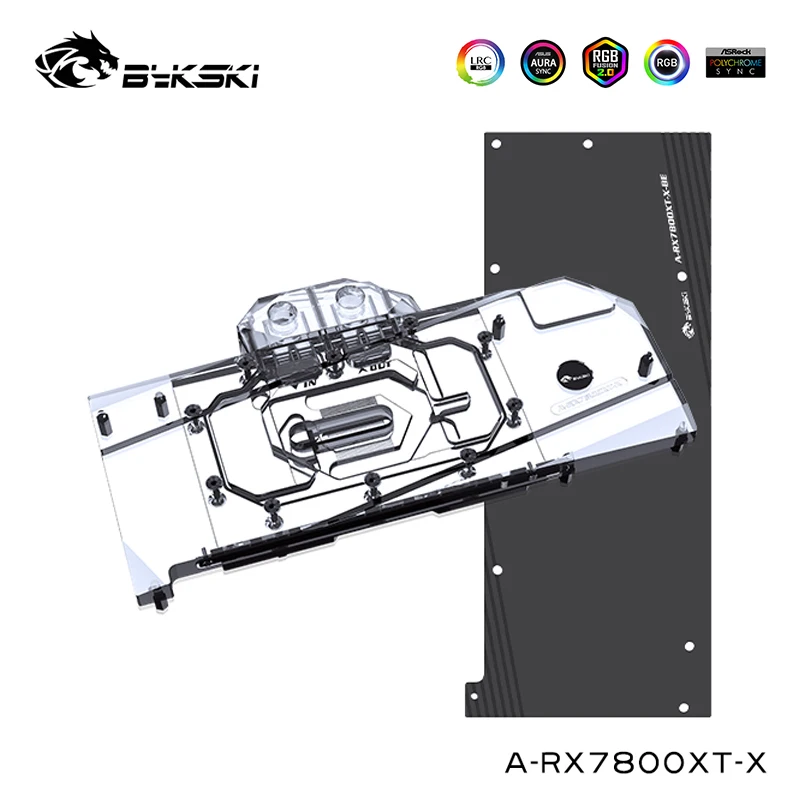 Bykski Water Block Serve Per Amd Radeon Rx 7800Xt Dispositivo Di Raffreddamento Della Scheda Grafica, Copertura Completa, Con Piastra Posteriore, A-Rx