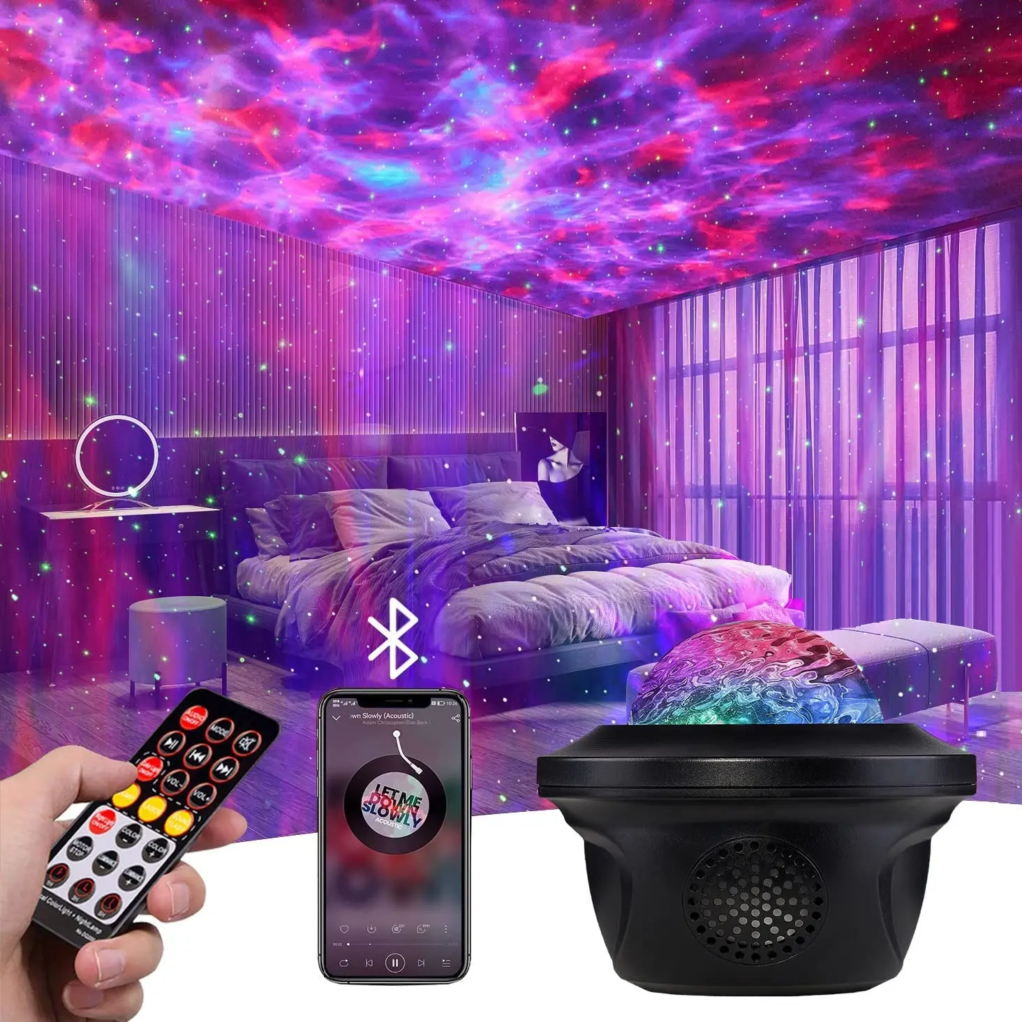 hatch night light LED Star Galaxy Projector Night Light Built-in Bluetooth Speaker with Remote Projection Lamp for Bedroom Home Decor Kid's Gift night lights for adults Night Lights