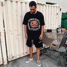 

Anime Graphic T shirts Harajuku T-shirt Men Streetwear Hip Hop Cartoon Letters Foam Print Tops Cotton Tshirt Summer Clothing New