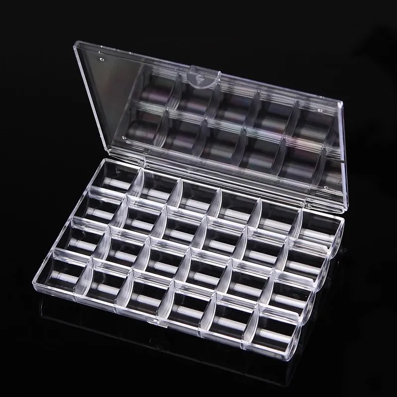 

24 Grid Clear Box Plastic Empty Storage Box Organizer Cosmetic Nail Art Rhinestone Jewelry Beads Case Portable Storage Container