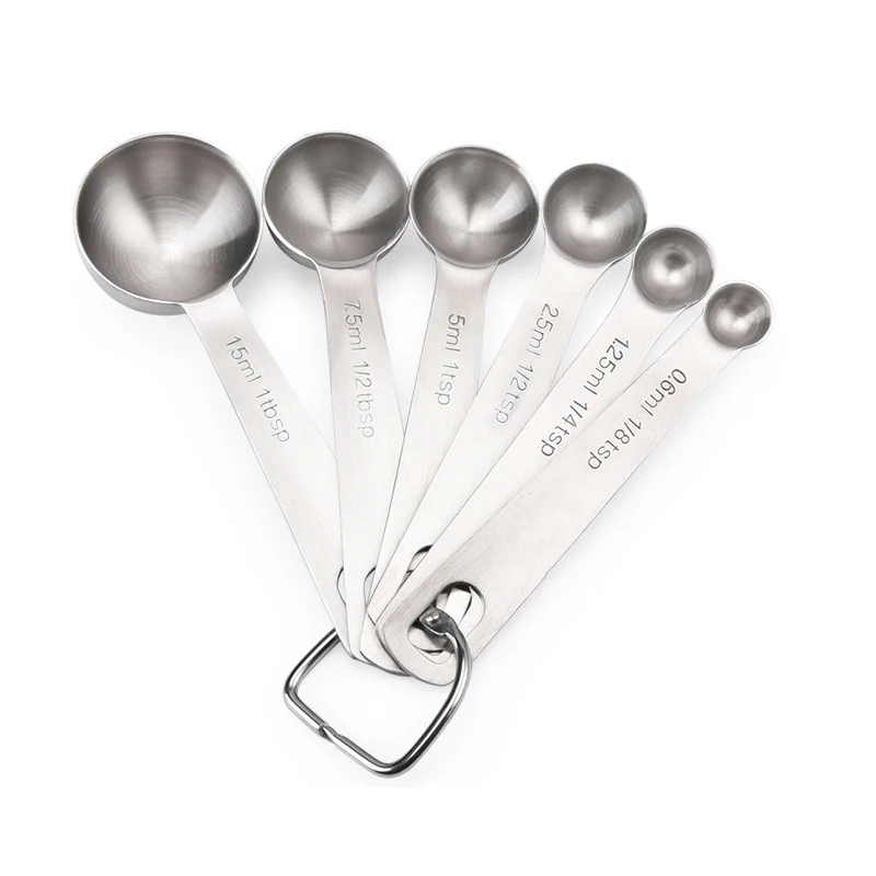 Multipurpose Food-grade Stainless Steel Measuring Spoon Coffee Powder Spice Measure Scoop 6pcs/set Kitchen Baking Tools JJA008 kitchen measuring spoons measuring spoon set