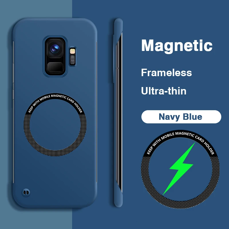 Sleek Magnetic Frameless Hard Candy Color Phone Case with Wireless Charging Support