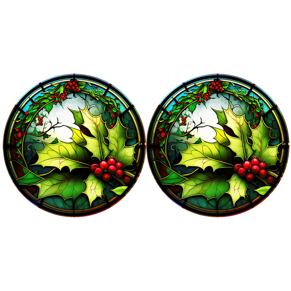 

2 Pcs No Glue Christmas Window Stickers Ornament Static Windlow Cling Pvc Party