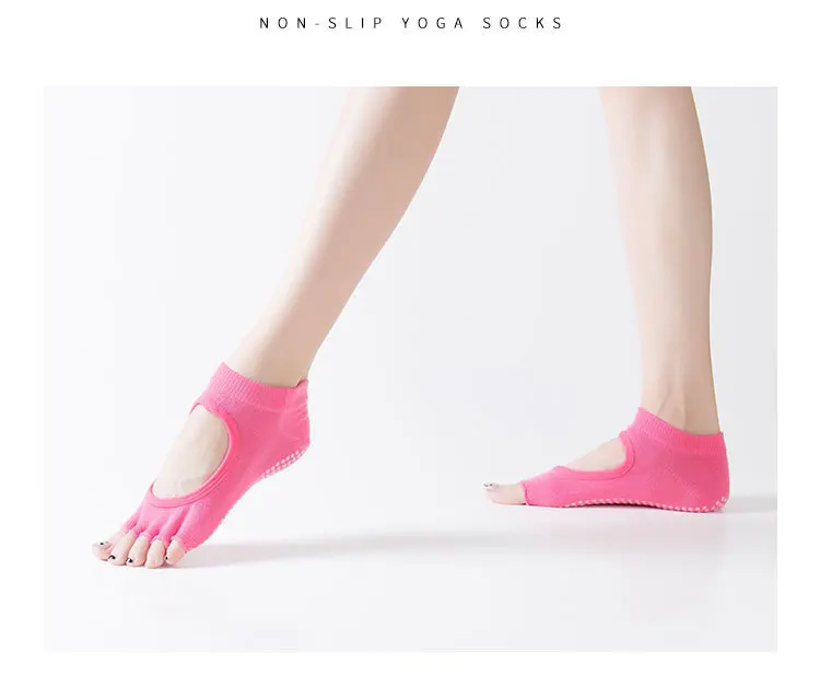 3 Paar Yoga-Socken für Damen mit geteilten Zehen, rutschfeste Pilates-Socken, Halbzehen-Knöchelsocken für Sport, Fitness und Ballett mit Zehenabtrennung – Detail 13