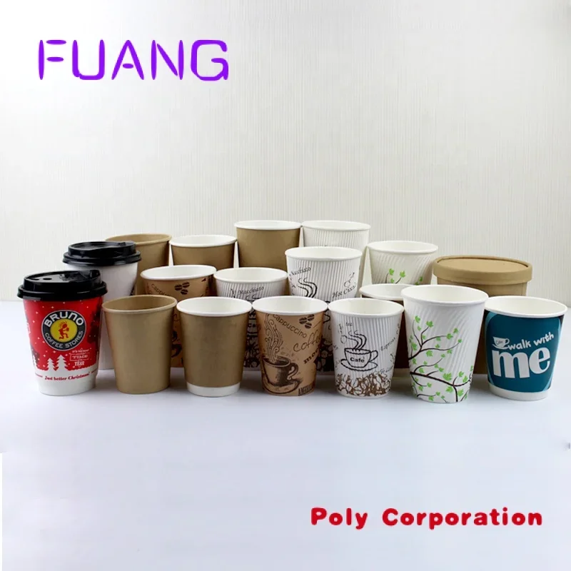 

Custom Paper cup manufacturer custom printed 6 7 8 12 16oz single double wall coffee paper cups price china disposable for hot