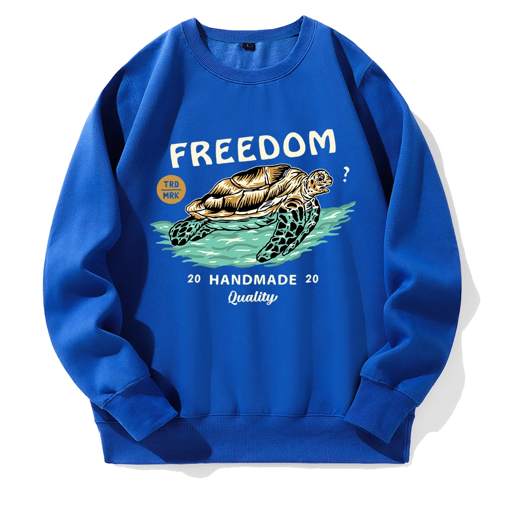 

Freedom Sea Turtle Roam The Ocean Printing Hoodies Men Fleece Comfortable Hoody Classic Retro New Clothes Novelty Fashion Hooded