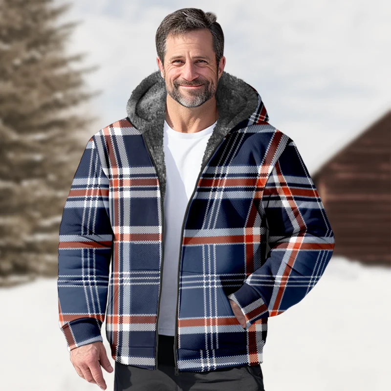 New National Totem Cotton Coat Hooded Sweater Casual Printed Men's Fur Loop Arctic Velvet Zipper Patch Pocket Hooded Sweater a05