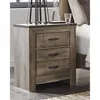 Trinell Rustic 2 Drawer Nightstand with USB Charging Stations - 29.65" Tall in Warm Brown 2