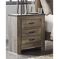 Trinell Rustic 2 Drawer Nightstand with USB Charging Stations - 29.65" Tall in Warm Brown 2