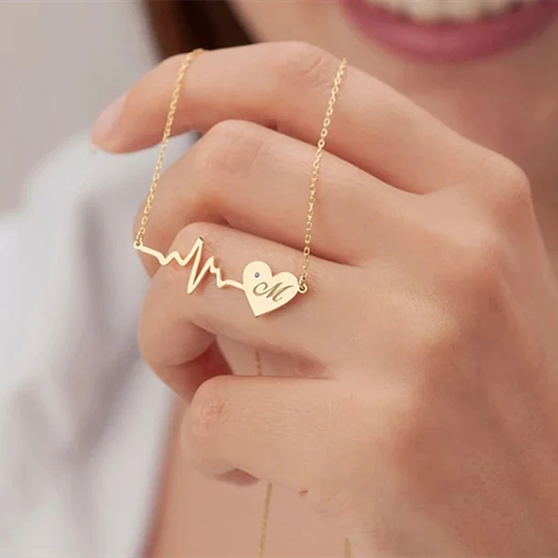 

Customied name Heartbeat Necklace Women Love Heart Necklaces & Pendants Medical Nurse Doctor Lover Gifts Stainless Steel Jewelry