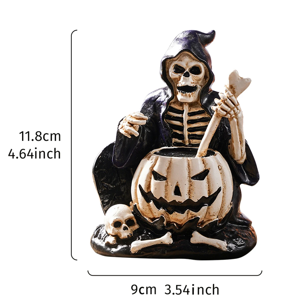 1PC, Halloween Deco retro and funny skull medicine decoction decorative statue, resin material decorative handicraft