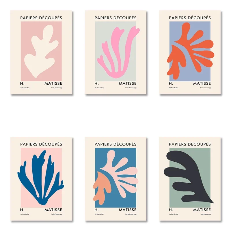 Abstract Matisse Museum Exhibition Canvas Poster Retro Flower Colorful Leaf Pittura Decorativa Stampa Office Interior Room Decor