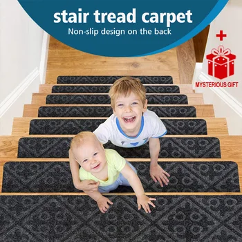 계단 매트 홈 스텝 매트 엠보싱 바닥 미끄럼 방지 무소음 패드, 실용적인 얼룩 방지 카펫 장식 영역 러그, 자체 접착