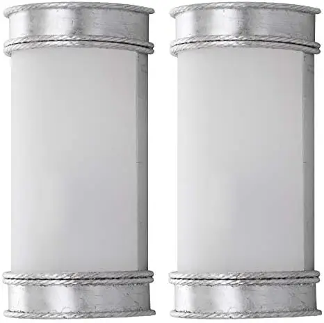 

Collection Florence Modern Contemporary Silver Bedroom Bathroom Vanity Hallway Foyer Living Room Sconce Set of 2 (LED Bulbs Inc