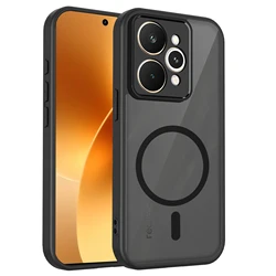 Magnetic Wireless Charging Matte Phone Case with TPU Frame and Plastic Back Cover for Realme 16 5G (Black)
