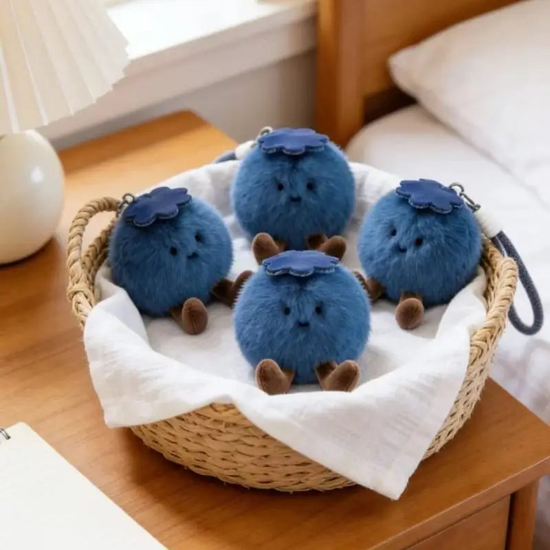 귀여운 블루베리 봉제인형 부드러운 봉제 장난감 가방 펜던트 열쇠고리 집 자동차 장식 사랑스러운 봉제 펜던트 성인용 선물 (재고 있음)