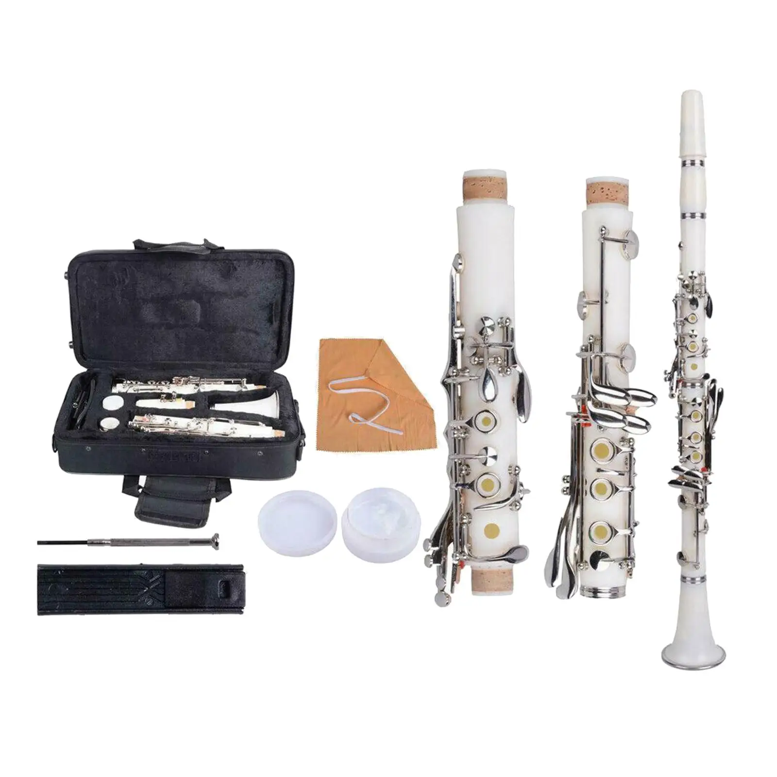 

17 Keys B Flat Bakelite Clarinet with Cleaning Cloth Reeds Instruments