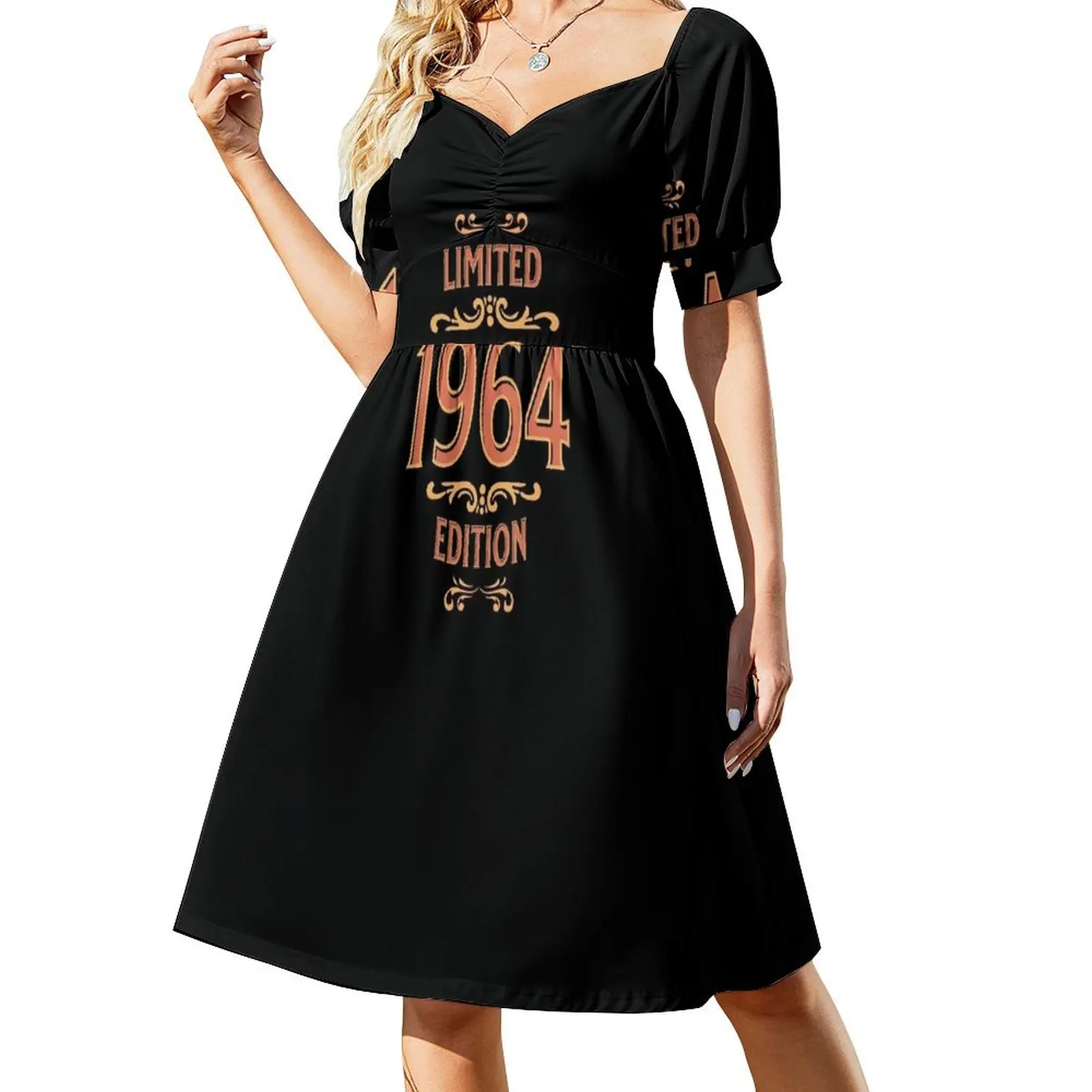 thumbnail image 1 of Vestido de manga corta de edición limitada de 1964, ropa para mujer, vestido elegante de lujo para mujer., 1 of 8