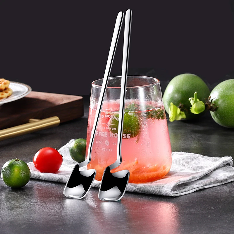 Long Handle Spoon 304 Stainless Steel Mixing Spoon Stirring Drink Bar Bar Accessories Kitchen Accessories cocktail spoon