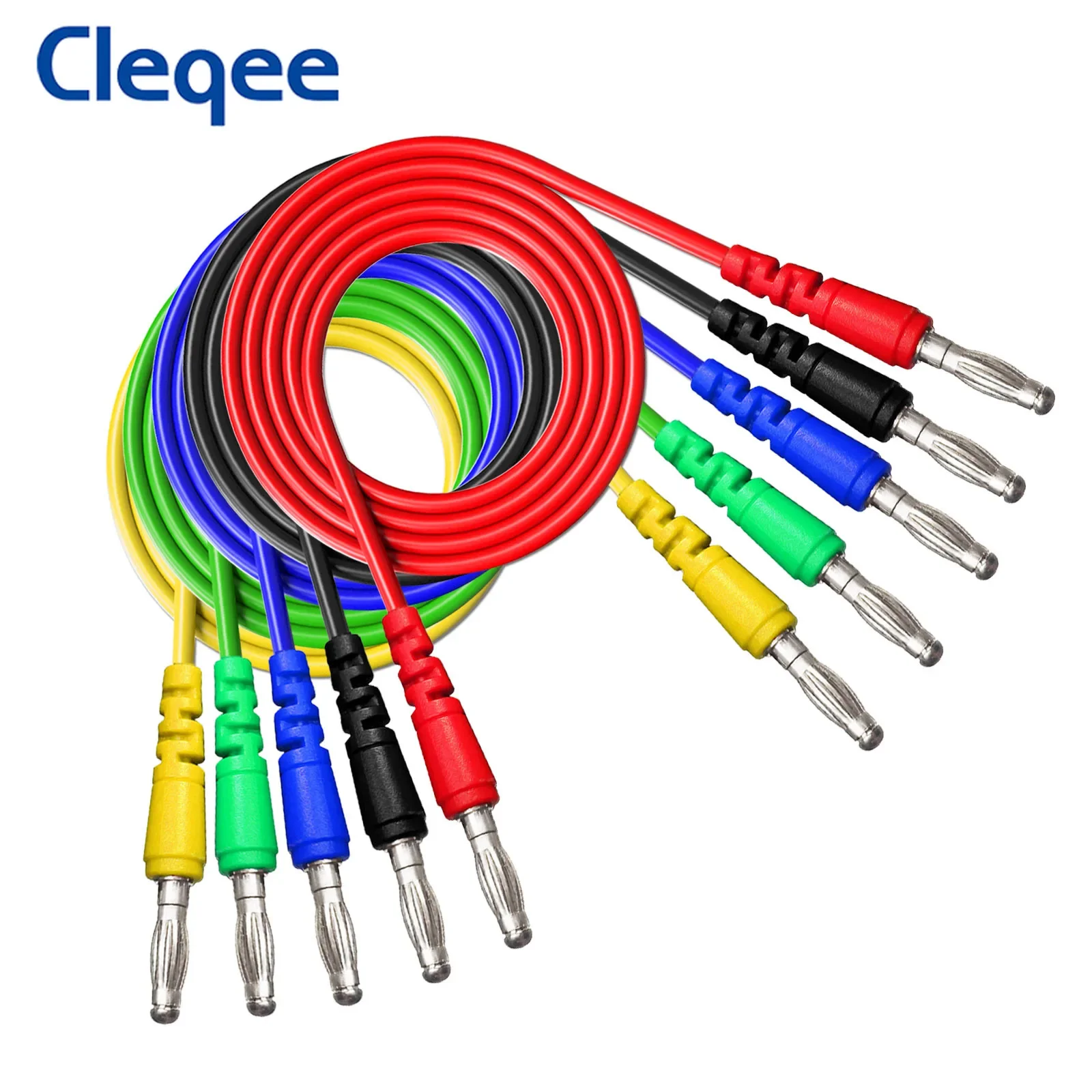 Cleqee P1043 5 шт. двойной 4 мм медный Банановый штекер мультиметр тестовые выводы изолированные ПВХ 1000 В/10 А 1 м проводной кабель неизолированный штекер «сделай сам»