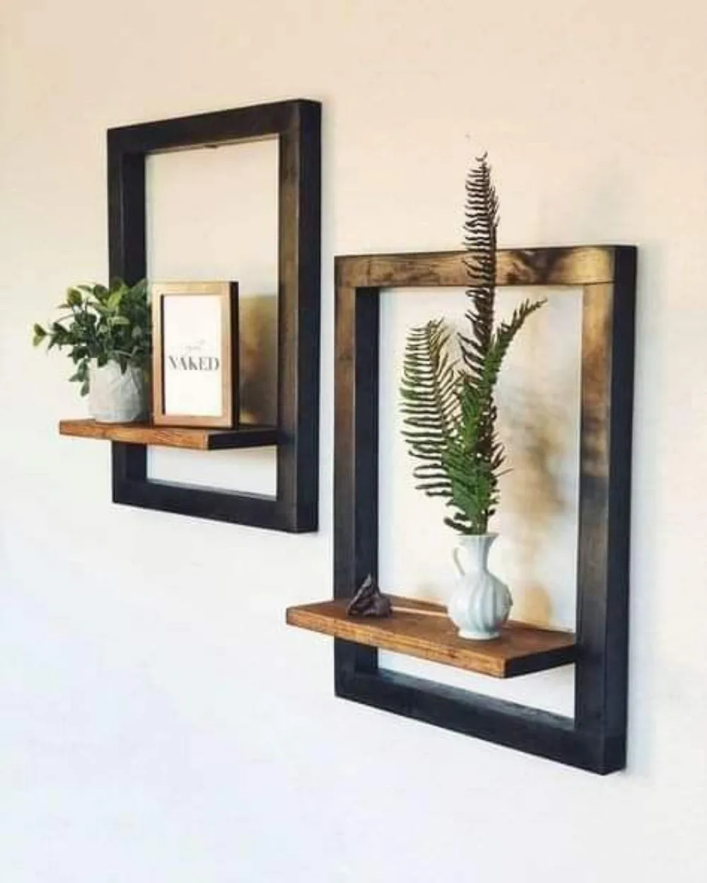 Ensemble de cadres muraux vintage en bois, noir et marron, pour photos carrées, support d'affichage, album de fleurs, pour salon, chambre, salle de bain