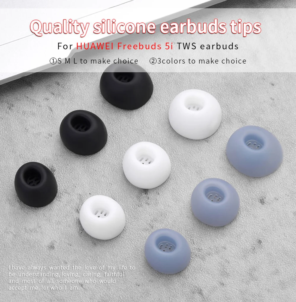 2Pcs Quality Silicone Ear Tips for Freebuds 5i TWS Eartips True Wireless Earbuds Tips With Filter Screen Soft Earplugs