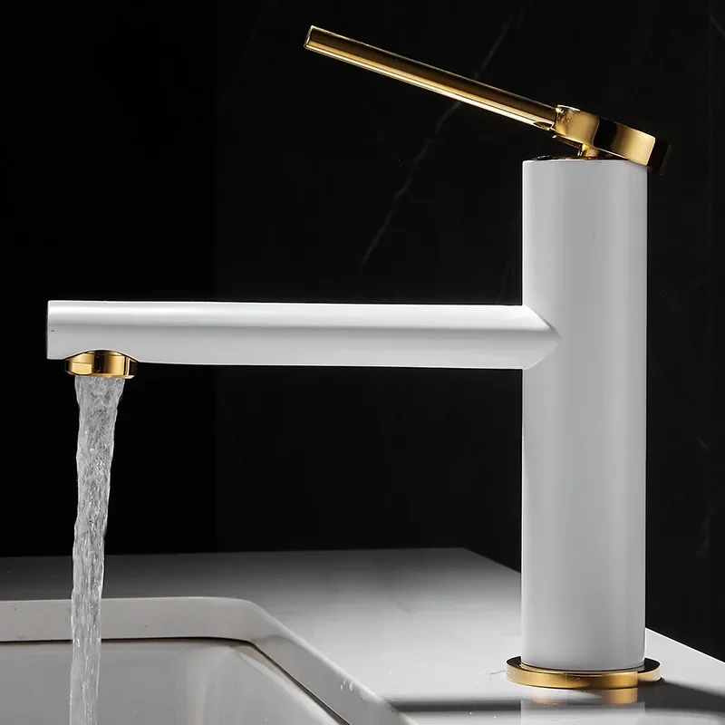 Basin Faucet Brass Bathroom Mixer Tap Black/Grey Wash Single Handle Hot and Cold