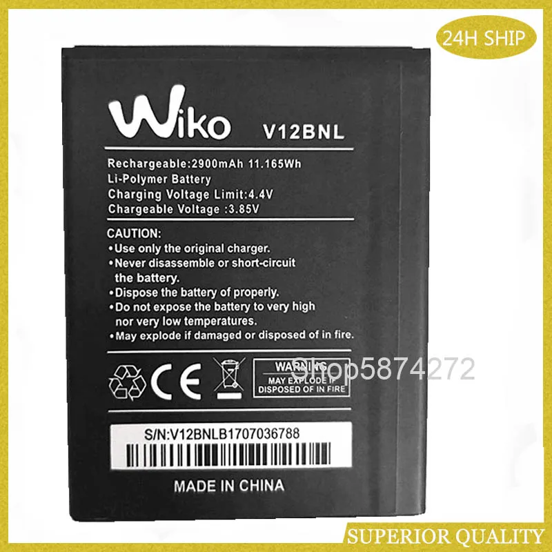 Batteria Di Ricambio 2900Mah 3.85V V12Bnl Per Wiko View V12Bnl Batteria Baterij Batterie Per Telefoni Cellulari Batteria
