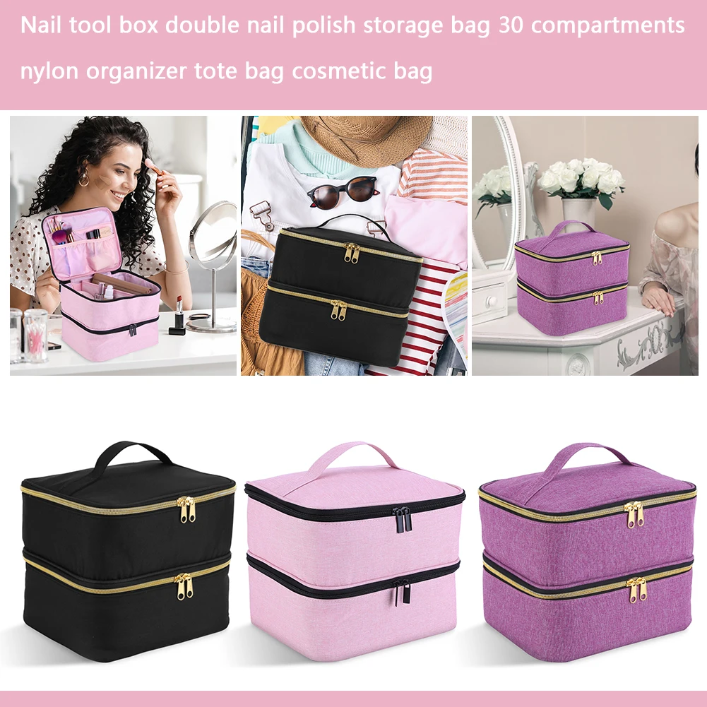 Nail Polish Bag Double-Layered Nail Tools Organizers For 30 Bottles Large  Capacity Nail Kit Case Container For Fingernail Dryer - AliExpress