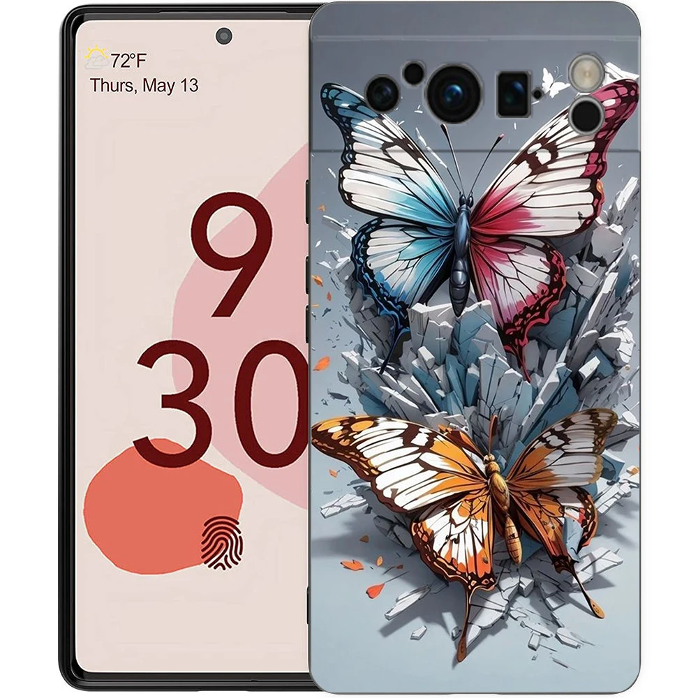 Schmetterling Handy hülle Abdeckung für Google Pixel 8 7 6 7a 6a Pro 5g stoß festes Silikon weich 9 pro xl 8 pro 5g Shell Coque Capas Taschen – Detail 4