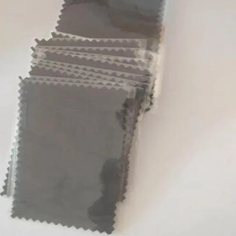50PCS 10*6.5cm 실버 폴란드어 천 청소 보석 Opp 가방에 대 한 닦아 개별 포장 스웨이드 패브릭 소재