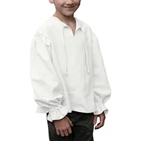 Boys Medieval Dress Shirt For Kids Medieval Ruffled Long Sleeves Cotton O-Neck T Shirts Children 1